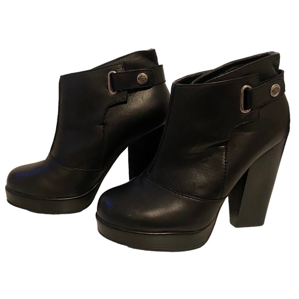 Harley Davidson 5.5 Black Alexi Ankle Booties Leather Upper (Wolverine) Biker
